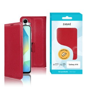 Etui Portefeuille Zanae pour Galaxy A16, Rouge