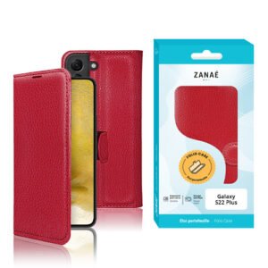 Etui Portefeuille Zanae pour Samsung Galaxy S22 Plus, Rouge