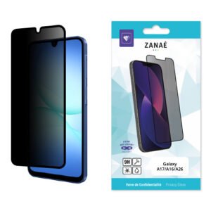 Verre trempe de confidentialite pour Galaxy A17 / A16 / A26, Noir