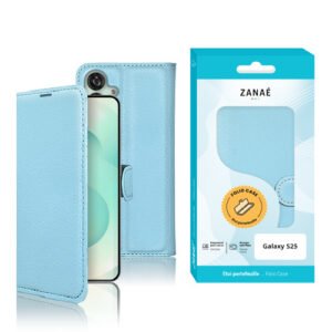 Etui Portefeuille Zanae pour Galaxy S25, Bleu clair