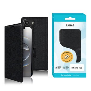 Etui Portefeuille Zanae pour iPhone 17e / 16e, Noir