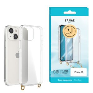 Coque transparente avec anneaux amovibles pour iPhone 13, Transparent