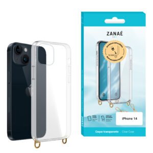 Coque transparente avec anneaux amovibles pour iPhone 14, Transparent