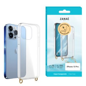 Coque transparente avec anneaux amovibles pour iPhone 13 Pro, Transparent