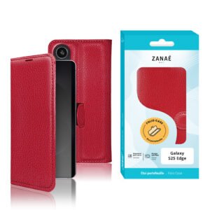 Etui Portefeuille Zanae pour Galaxy S25 Edge, Rouge