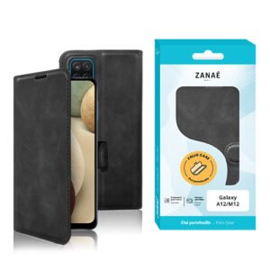 Etui Portefeuille Zanae Columbia pour Galaxy A12 / M12, Noir