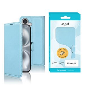 Etui Portefeuille Zanae pour iPhone 17, Bleu clair