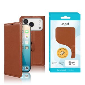 Etui Portefeuille Zanae pour iPhone 17 Pro, Marron