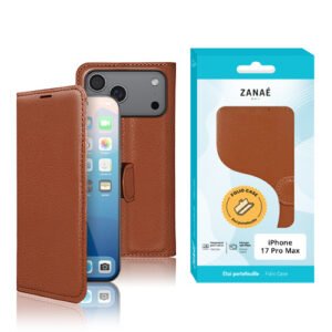 Etui Portefeuille Zanae pour iPhone 17 Pro Max, Marron