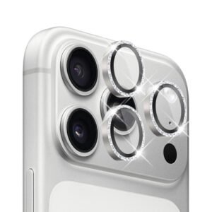 Verres Camera pailletes Argent pour iPhone 17 Pro / 17 Pro Max