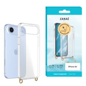 Coque transparente avec anneaux amovibles pour iPhone Air, Transparent