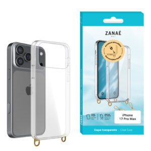Coque transparente avec anneaux amovibles pour iPhone 17 Pro Max, Transparent