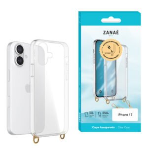 Coque transparente avec anneaux amovibles pour iPhone 17, Transparent