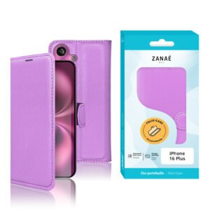 Etui Portefeuille Zanae pour iPhone 16 Plus, Violet
