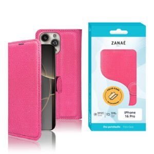 Etui Portefeuille Zanae pour iPhone 16 Pro, Fushia