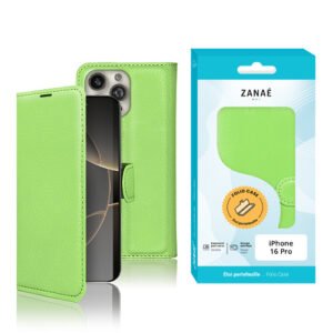Etui Portefeuille Zanae pour iPhone 16 Pro, Vert