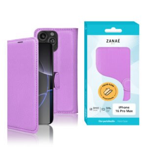Etui Portefeuille Zanae pour iPhone 16 Pro Max, Violet