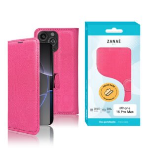 Etui Portefeuille Zanae pour iPhone 16 Pro Max, Fushia