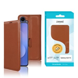 Etui Portefeuille Zanae pour Galaxy S25 FE, marron