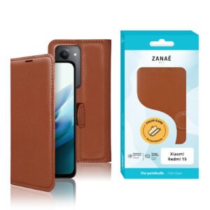 Etui Portefeuille Zanae pour Redmi 15, marron