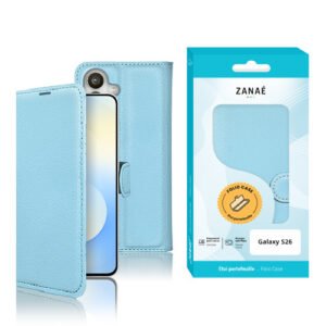 Etui Portefeuille Zanae pour Galaxy S26, bleu clair