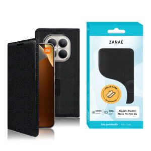 Etui Portefeuille Zanae pour Redmi Note 15 Pro 5G, noir