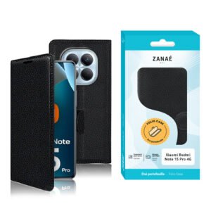 Etui Portefeuille Zanae pour Redmi Note 15 Pro 4G, noir