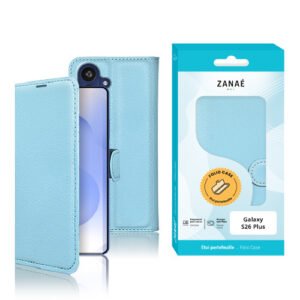 Etui Portefeuille Zanae pour Galaxy S26 Plus, bleu clair