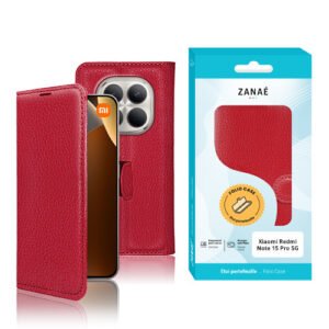 Etui Portefeuille Zanae pour Redmi Note 15 Pro 5G, rouge