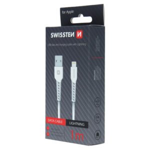 Cable, USB-A > Lightning, 1m, Swissten, Blanc