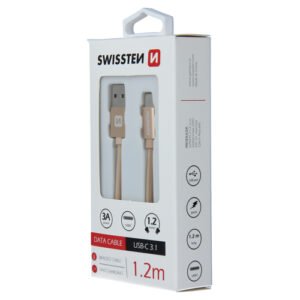 Cable textile, USB-A > USB-C, 1.2m, Swissten, Dore