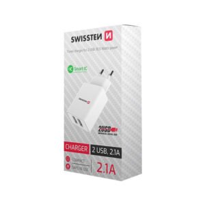 Chargeur Swissten 2 ports USB (Smart IC) 2,1A, Blanc