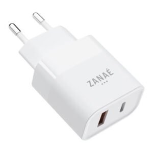 Chargeur 30W, 1x USB-C / 1x USB-A, Power Delivery, Zanae, Blanc, Bulk