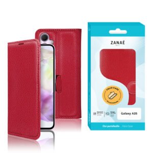 Etui Portefeuille Zanae pour Galaxy A35, Rouge