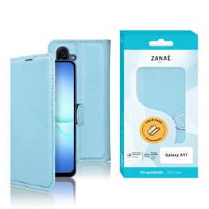 Etui Portefeuille Zanae pour Galaxy A18 / A17, Bleu clair