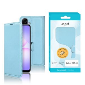 Etui Portefeuille Zanae pour Galaxy A08 / A07, bleu clair