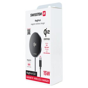Chargeur par induction 15W, MagSafe Qi2, Swissten, Noir