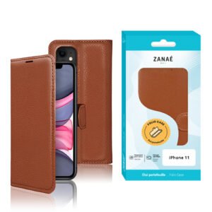 Etui Portefeuille Zanae pour iPhone 11, Marron