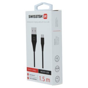Cable, USB-A > Micro USB, 1.5m, Swissten, Noir