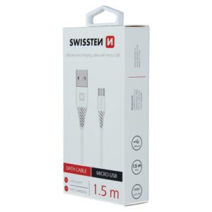 Cable, USB-A > Micro USB, 1.5m, Swissten, Blanc