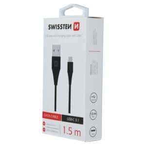 Cable, USB-A > USB-C, 1.5m, Swissten, Noir