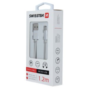 Cable textile, USB-A > Micro USB, 1.2m, Swissten, Silver